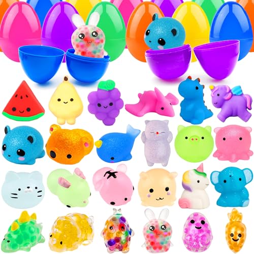 Chennyfun 24 Pcs Huevos de Pascua Rellenos de Mochi Squeeze Toys, Kawaii Animales...