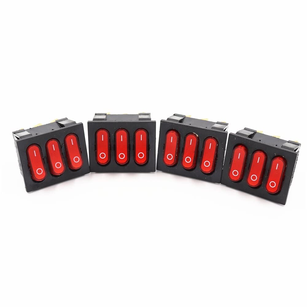 Commutateur à bascule triple rouge CD3-303 12V 15A pour bateau et maison