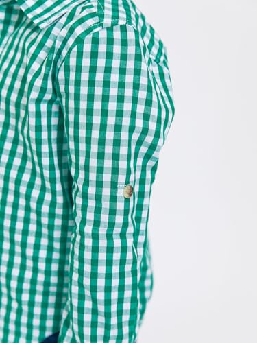 Image of RUGGEDBUTTS Boys Solid Cotton Long Sleeve Button Down Shirt with Button Tabs