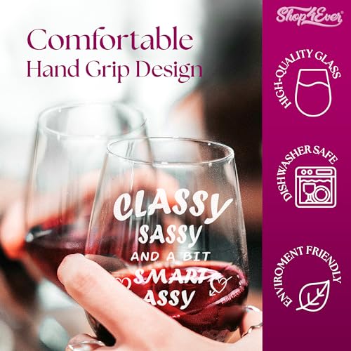 Verre de vin sans pied gravé laser 425ml Classy Sassy Smart Assy - 5