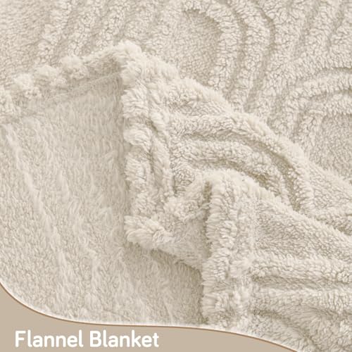 Image of HOKIPO Fleece AC Throw Blanket Double Bed Queen, 200X230 cm / 6.5X7.5 Feet, Beige (AR-6206-BGE)