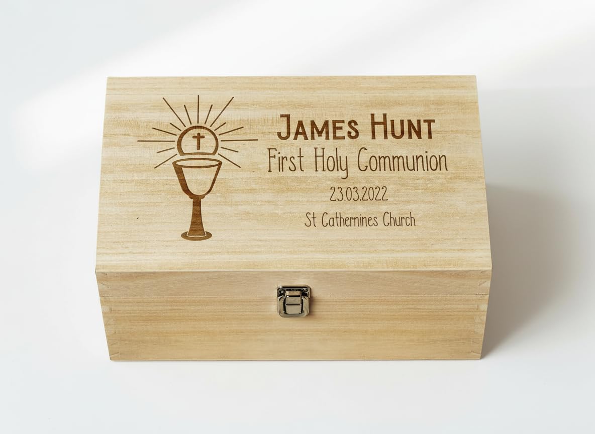 ukgiftstoreonline Personalised Communion Memory Keepsake Box With Holy Host