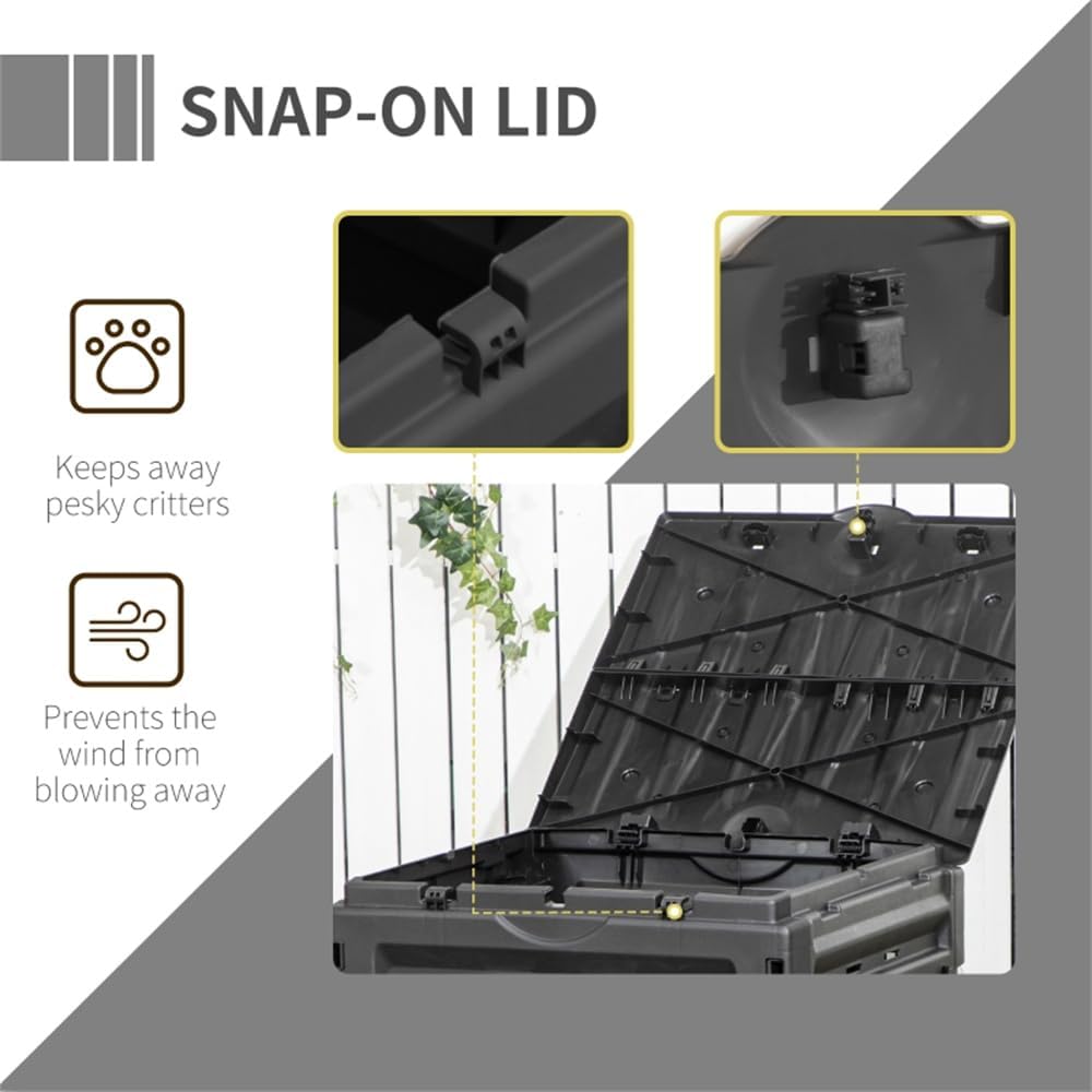 120 Gallon Compost Bin – Large Outdoor Composter with Double Doors, Secure Lid & Ventilation – Easy Assembly Top Load Garden Waste Bin for Home & Yard, Black