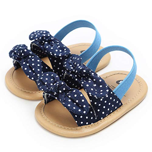 Baby Girl Sandals Anti-Slip Sole Summer First Walkers Newborn Shoes Infant Sandals Girls(6-12 Months M US Infant,E-Dark Blue)