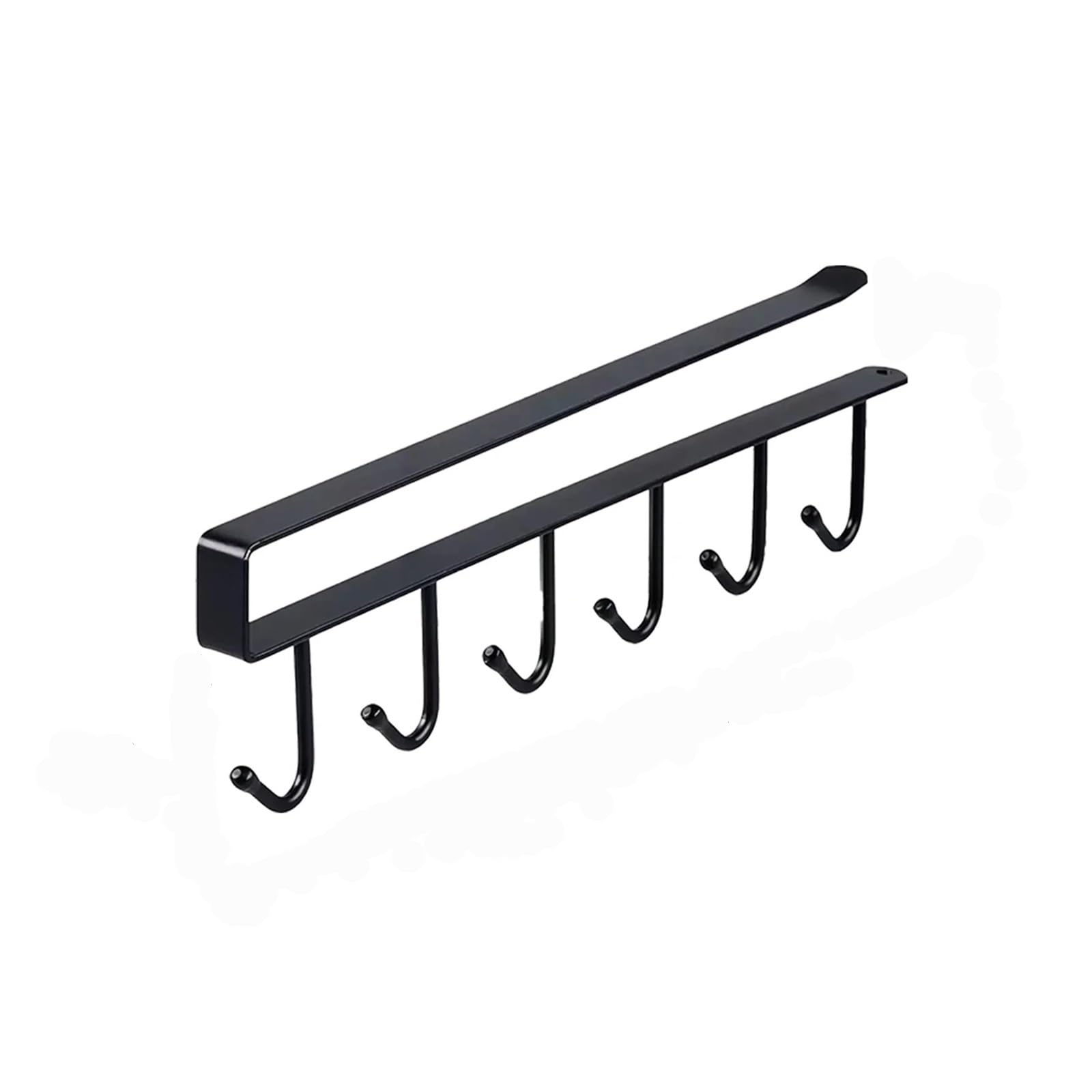 YCENJEPSAZ 1pc Wrought Iron 6 Hooks Kitchen Bathroom Bedroom Hanging Rack Multifunctional Can Be Hung Vertically Or Horizontally(Black)