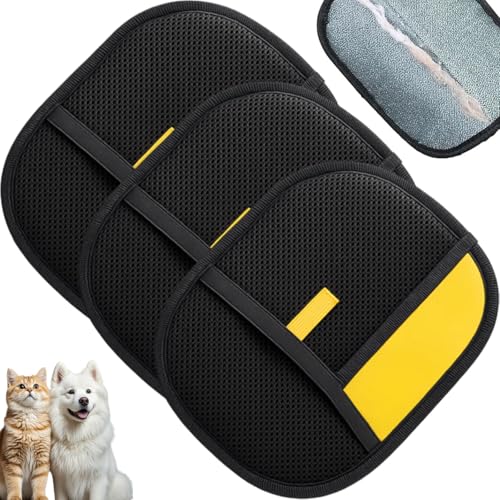 Magic Brush Lot de 3 gants électrostatiques réutilisables pour enlever les poils d'animaux de compagnie pour chiens et chats, vêtements, canapé, tapis,...