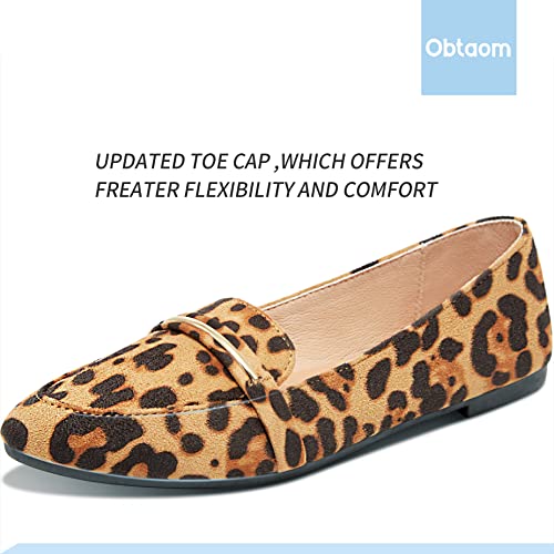 Image of Obtaom Women's Pointy Toe Loafer Flat Comfortable Faux Suede Work Shoes,Cute Penny Loafer Slip On Ballet Flat