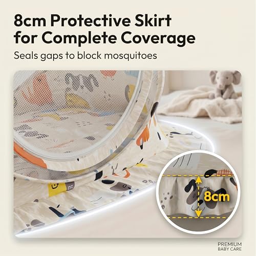 Image of StarAndDaisy Baby Mosquito net with Mattress for Baby, Portable Baby Lounger for Kids, Breathable mesh Mosquito Net. (Dog Print)