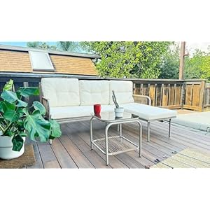 YITAHOME Patio Furniture Set, 3 Pieces Outdoor Wicker Conversation Set, All-Weather Rattan Sectional L-Shaped Sofa Detachable Lounger with Cushions and Coffee Table for Backyard, Porch, Boho - Beige YITAHOME Patio Furniture Set 3 Pieces Outdoor Wicker Conversation Set All Weather Rattan Sectional L Shaped Sofa Detachable Lounger with Cushions and Coffee Table for Backyard Porch Boho Beige