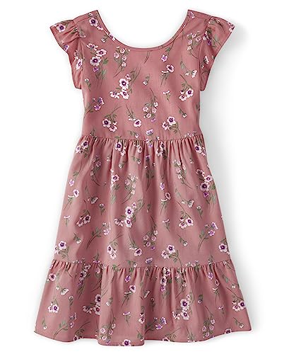 The Children's Place girls Floral Tiered Dress ruffle sleeve