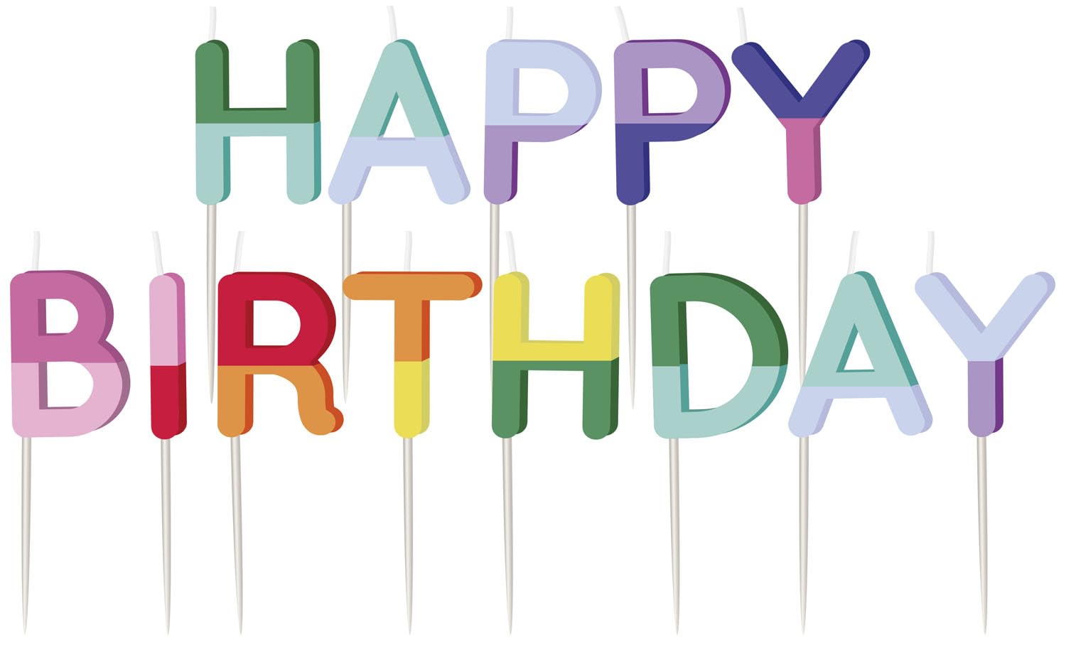 Folat 27788 Birthday and Party Decoration Colourful Candles - Happy Birthday - Stripetastic - Party Accessories for Children and Adults