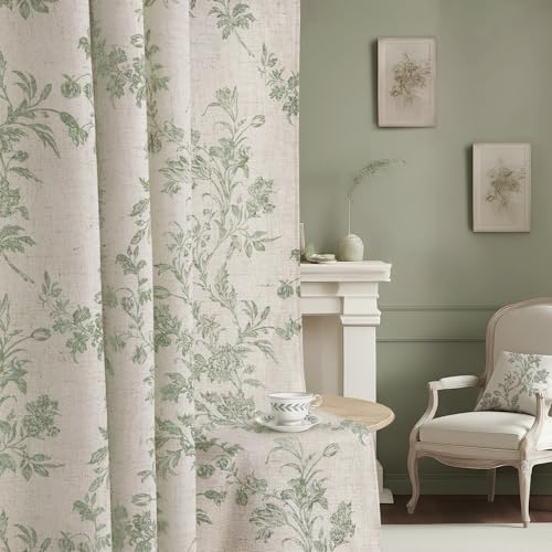 XOGUIBO Floral Blackout Curtains Sage Green Printed...