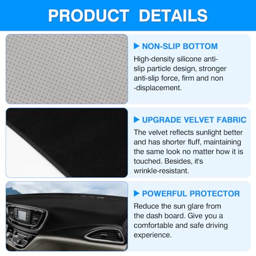 Image of Autorder Dashboard Cover Mat for 2017-2025 2026 Chrsyler Pacifica Minivan Accessories Dash Cover Upgrade Velvet Dash Mat Sunshade Glare UV Rays Protector