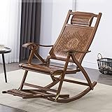 Klappbare Sonnenliege, Bambus-Schaukelstühle, tragbarer Holzsessel für alte Männer mit Fußmassagerad für Terrassendielen, Gärten, Camping, Rücken 5-stufig verstellbar, A+Style