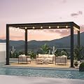 LVUYOYO Outdoor Louvered Pergola 10' x 13' with LED String Lights, Aluminum Pergola with Adjustable Roof, Waterproof Metal Gazebo for Patio, Backyard, Garden, Deck (Black)
