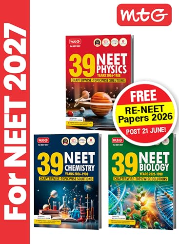Image of MTG NEET PYQ 39 Years Physics, Chemistry & Biology Book For 2026-2027 Exam (Set of 3) | Chapterwise Topicwise Solved Question Papers | Free Video Solutions | AI Powered Digital Resource