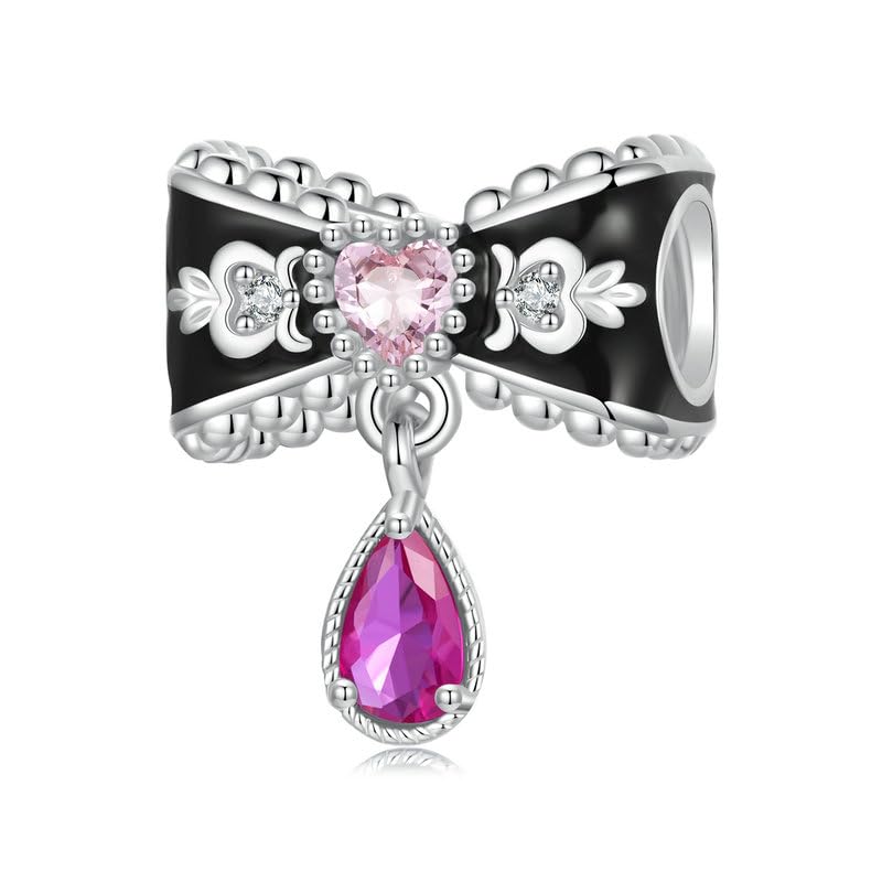 Fascino Romantico Fiocco Perline 925 Fascino in Argento Sterling Adatto per Braccialetto Pandora Collana, BSC1055