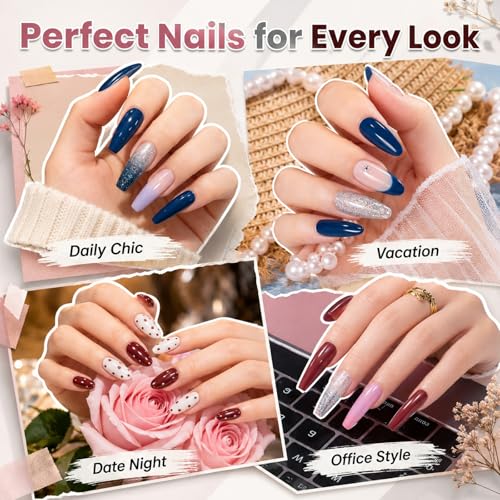 Image of Beetles Gel Nail Polish Set - Nude Gray Pink Blue Burgundy Glitter Gel Polish Set Modern Muse Collection with 3Pcs Base Matte Glossy Top Coat Soak Off Uv Gel for Women
