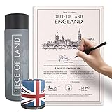 happylandgifts® Echtes England Grundstück als einzigartiges Geschenk für UK Fans | Besitzurkunde mit Wunschname zum selber eintragen | England Geschenke | London Geschenke