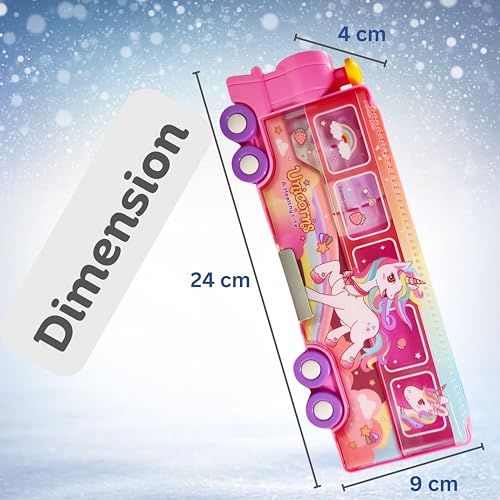 Image of ZAFCO Magnetic Pencil Box Space Engine Shape with Sharpner Large Size for Kids Boys Girls School Going Children Stationaries Organizer Birthday Return Gift School Supplies (Pack of 1) (Pink4)
