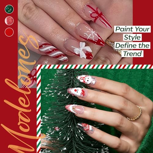 Image of modelones X Nail Gel Kit , Solid Glue Prep Dehydrator UV Light Clipper | 510Pcs Nail Tips Almond Upgrade 15Sizes Medium Almond Press on Tips Etch for Easy Extension DIY Women Gift