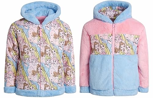 Disney Girls Puffer/Faux Fur Hooded Reversible Jacket (US, Age, 4 Years, Pink Princess)