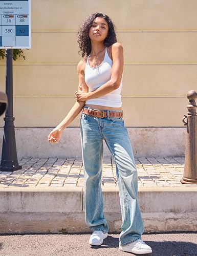 Womens Genuine Leather Belt for Jeans Pants Width 1.57" Western Cowgirl Wide Belts for Ladies with Gift Box4