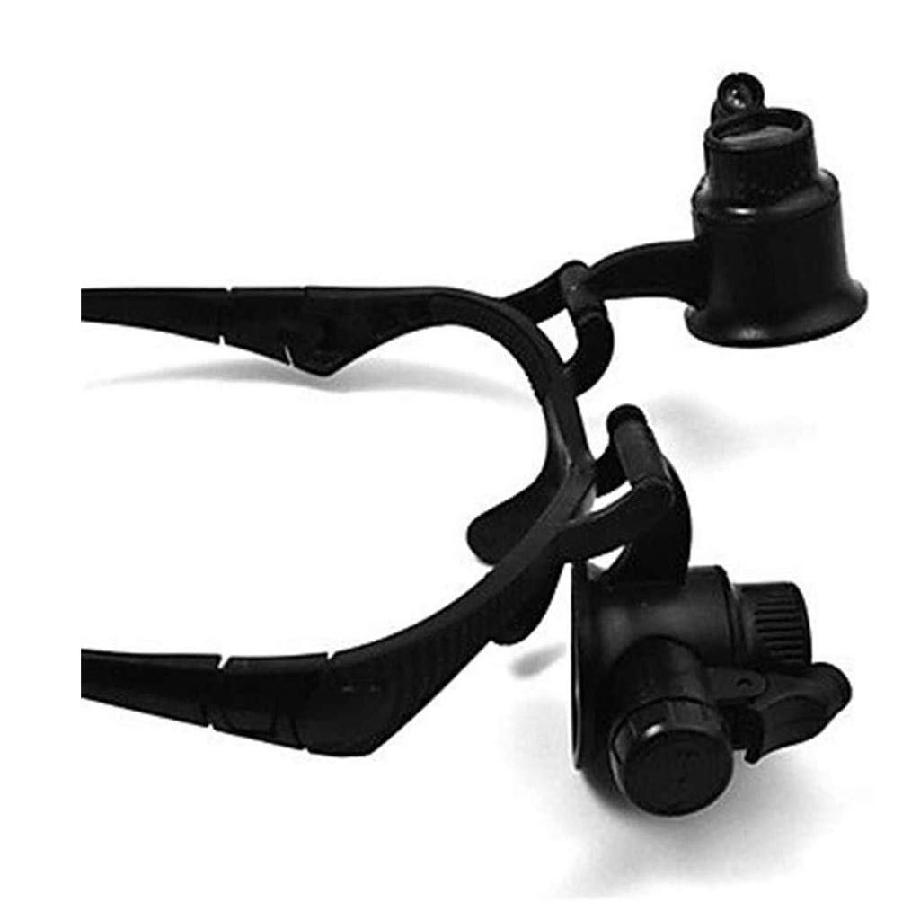 Stirnband-Lupe, Stirnband-Lupe mit LED-Licht, 10x/ 15x/ 20x/ 25x mit Aufbewahrungstasche für Schmuckuhr-Reparaturlupe