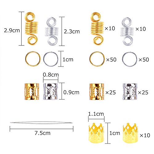 PP OPOUNT 400 Pieces Dreadlocks Beads DIY Hair Braid Accessories with 2 Sizes Big Hole Natural Painted Wood Beads, Braid Rings Hair Hoops, Dreadlocks Beads and Hair Clips for Hair Decoration