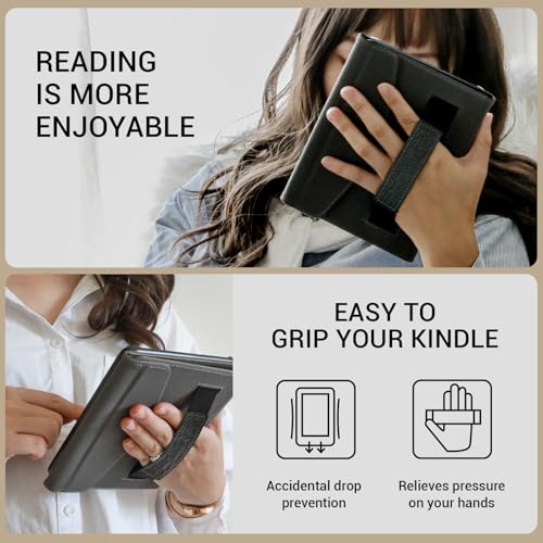 Image of CoBak Premium Case for Kindle Paperwhite & Kindle Colorsoft 7 inch & Hanvon with Hand Strap - Automatic Wake /Sleep, Stylish & Durable, Comfortable Reading & Protection, Compatible with iPhone Stand