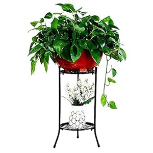 2-tier metalen bloempot houder plantenhouder hoog metalen pothouder 2-tier bloempothouder woondecoratie frame (zwart)