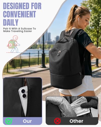 Image of Gym Backpack for Women Lightweight Sports Casual Daypack Black