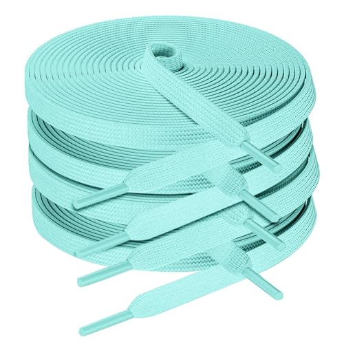Maple&CA 4 Pairs of Flat Shoelaces for Sneakers, Athletic Shoes, Casual Sneakers, and Converse High Tops – Suitable for Kids and Adults (Mint Green, 50'(127CM))