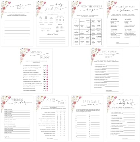 10 Floral Baby Shower Games, Baby in Bloom Activities Cards Bundle for 20 Guests, Sweet Pink Spring Flower Party Games, Mom-to-be Party Supplies image 5