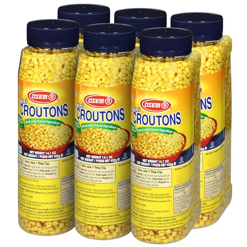 Osem Mini Croutons Original Mini Mandel - Croutons for Salad, Soup, and Snacking, Kosher Toasted Toppings - 14.1oz (Pack of 6)