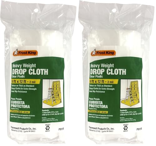 Image of Frost King Clear Polyethylene Drop Cloths - in Rolls, 9'x12'x2 mil (Pack of 2)