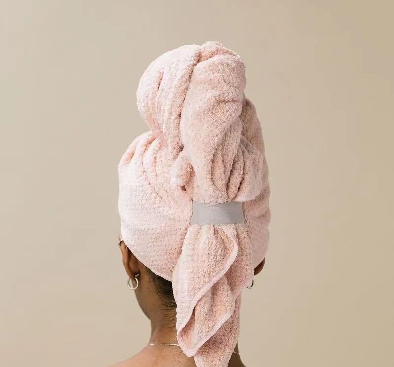 EETU Large Microfiber Hair Towel Wrap for Women,Soft Hair Drying Towel with Elastic Band,Super Absorbent,Fast Drying Hair Turbans for Wet,Curly,Long Hair, Microfiber Towel for Hair Anti Frizz