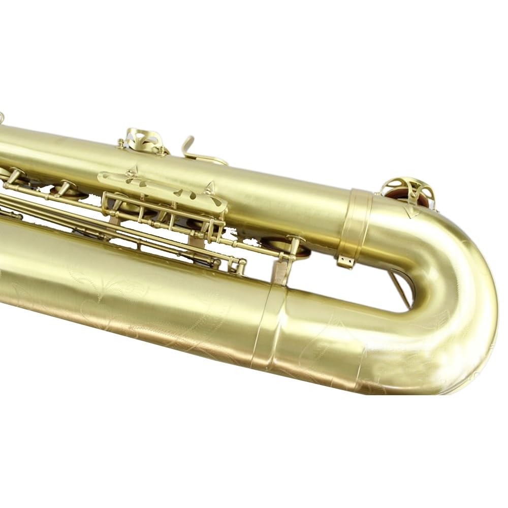 Sassofono basso superiore superiore, corpo in ottone verniciato dorato inciso, finitura spazzolata, sassofono mi bemolle basso superiore professionale, set sassofono, testa di flauto, custodia for il