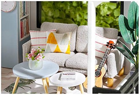 Miniatura 5 de QL002 - Kit de casa de madera con muebles en miniatura para muñecas de bricolaje, kit de casa de muñecas de madera con cubierta antipolvo y