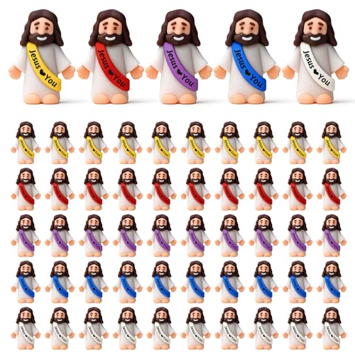 50 Mini Figuras De JesúS para BeléN Y Navidad,Adornos Religiosos para Hogar Y JardíN,Regalos De Bautizo Y Rellenar Huevos De Pascua