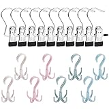 【Combinación de trajes】: El juego contiene 10 pinzas para la ropa de metal y 8 ganchos giratorios de plástico de 4 colores de 4 garras, que son suficientes para satisfacer las necesidades diarias.
