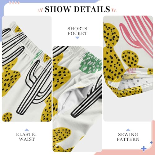 J JOYSAY Cactus Plant Drawing Cream Pajamas Pants Soft Long Pajama Bottoms Lounge Sleep Pants Size S-XL4