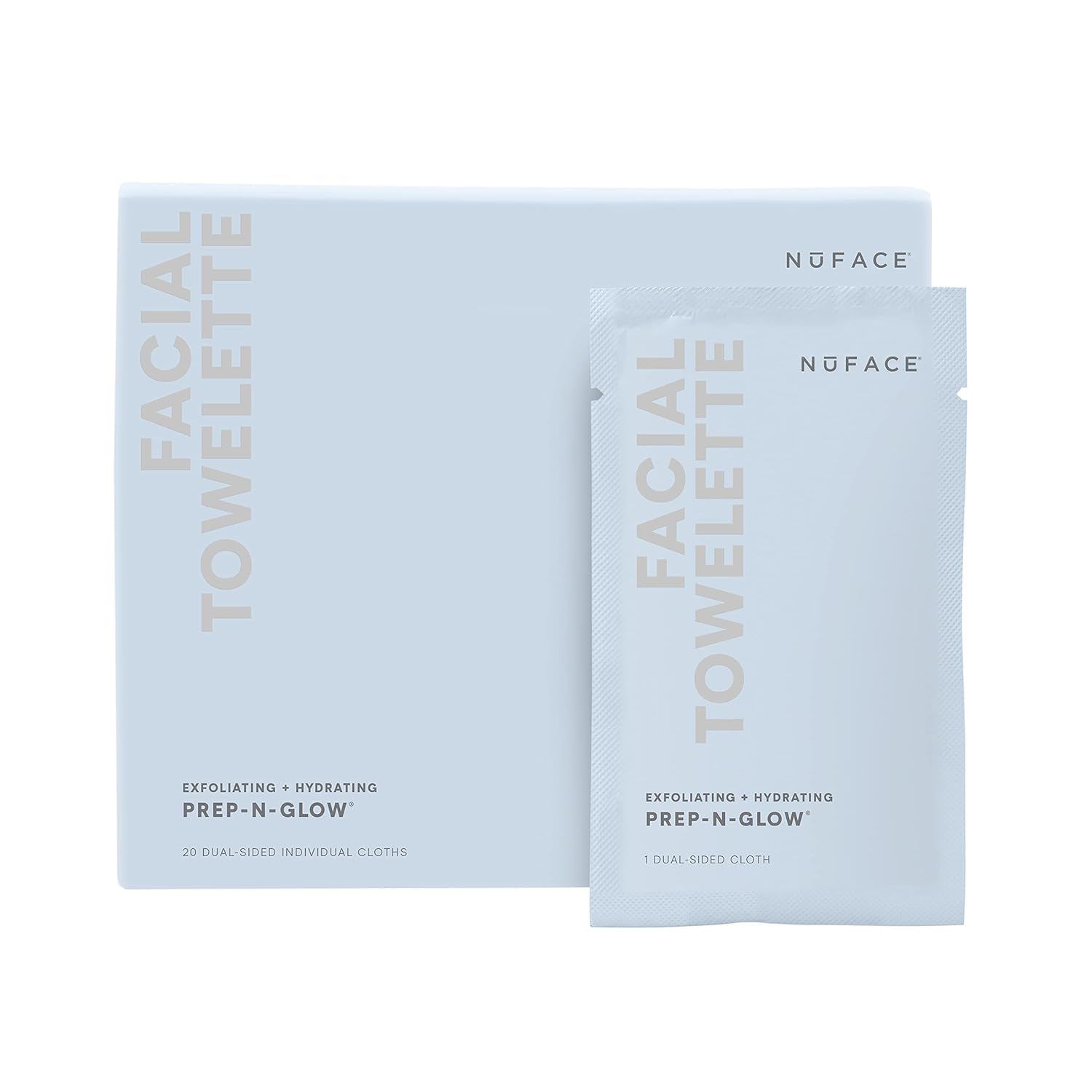 NuFACE Prep-N-Glow Facial Towelettes - 2-in-1 Peeling & Make-up-Entferner-Tücher
