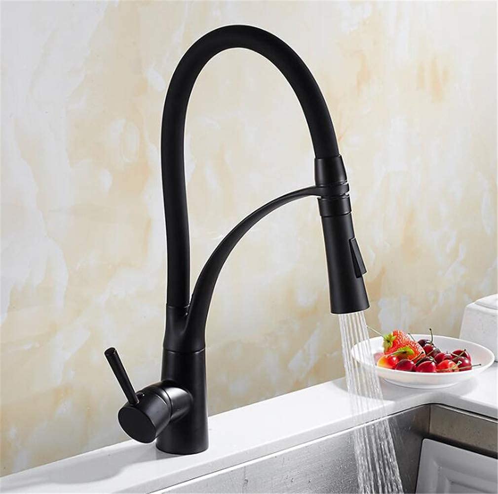 VDOQTLJT Kitchen Mixer Sink Faucet Brass Black with Chrome∕Nickel Torneira Tap Faucets Hot Cold Deck Mounted Bath with Aerator Single Handle Red(Nero)