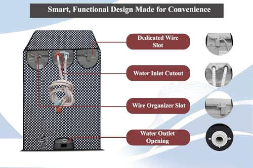 Image of The Furnishing Tree PVC Washing Machine Cover Fully Automatic Suitable for Whirlpool 7.5 kg Top Load 360 Degree Bloomwash Pro 7.5 Navy Blue Color