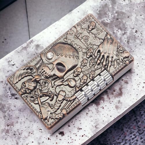 Encendedor de calavera grabado creativo en cobre rojo miniatura 2