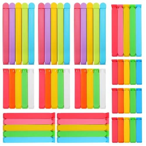 Image of ANPHSIN 60 PCS Colorful Chip Clips, 4 Sizes (6.3 inch, 5 inch, 3.5 inch, 2.3 inch)