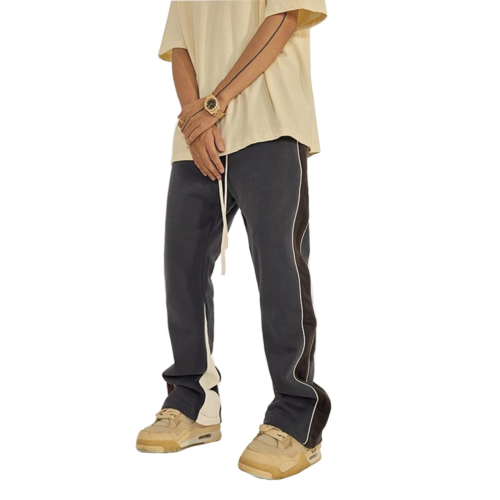 WeierpidanFaux Suede Sweatpants Women Flare Dancing Joggers Men's Patchwork Streetwear Trousers