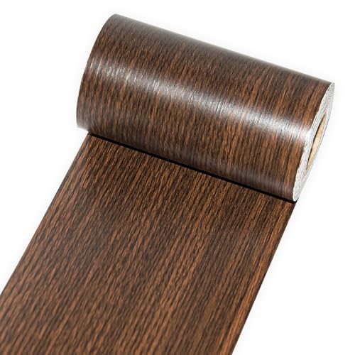 Image of Wood Border Peel and Stick, 4 inch X 32 ft Self Adhesive Wood Repair Tape, 1Roll Wood Colored Trim Wood Grain Repair Patch for Mirrors, Doors, Windows, Floors, Furniture, Bathroom (Deep Brown)