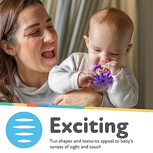 Image of Nuby Geo Zoos Massaging Teether - Baby Teething Toy - Soft Easy Grip - 3+ Months - Purple Octopus